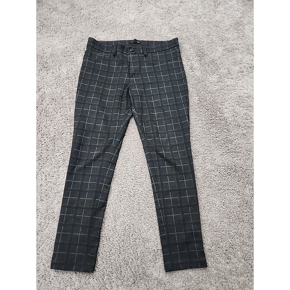 41 Hawthorn Plaid Trousers Womens 12 Gray Windowpane Slim Fit Stretch Pants